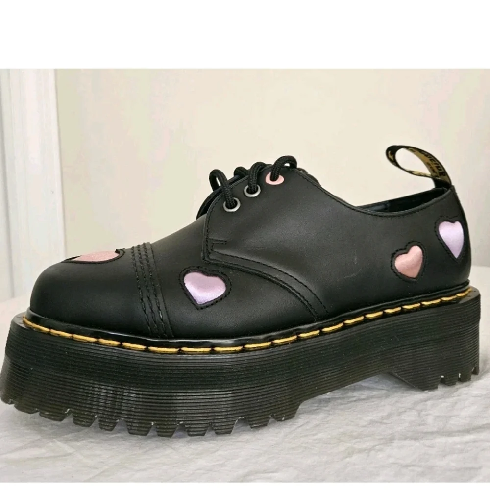 Dr. Martens Black Ankle Boots with Heart Accents - Picture 2 of 8